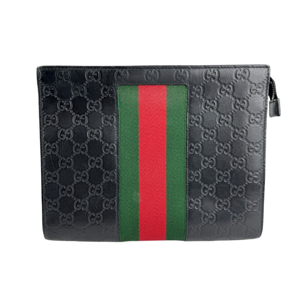 Gucci Clutch Bag Sherry Leather Black